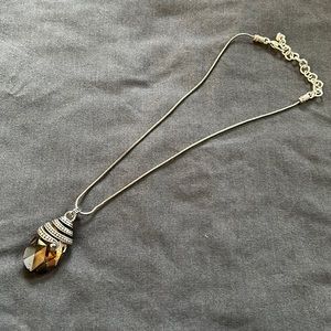 Brighton silver necklace with teardrop glass pendant.